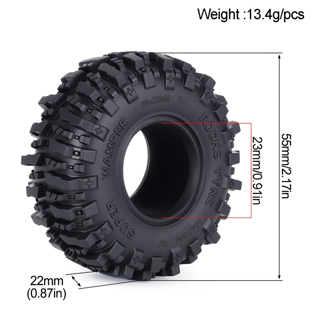 1.0 Inch Sticky Soft RC Crawler Tires  for 1/24 1/18 Scale High Clearance Upgrade Fits Axial SCX24 FMS FCX24 FCX18 Traxxas TRX4M