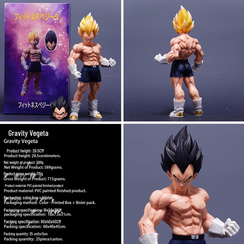 Double Head GK Vegeta Goku Muscle Statue Anime Figure Model