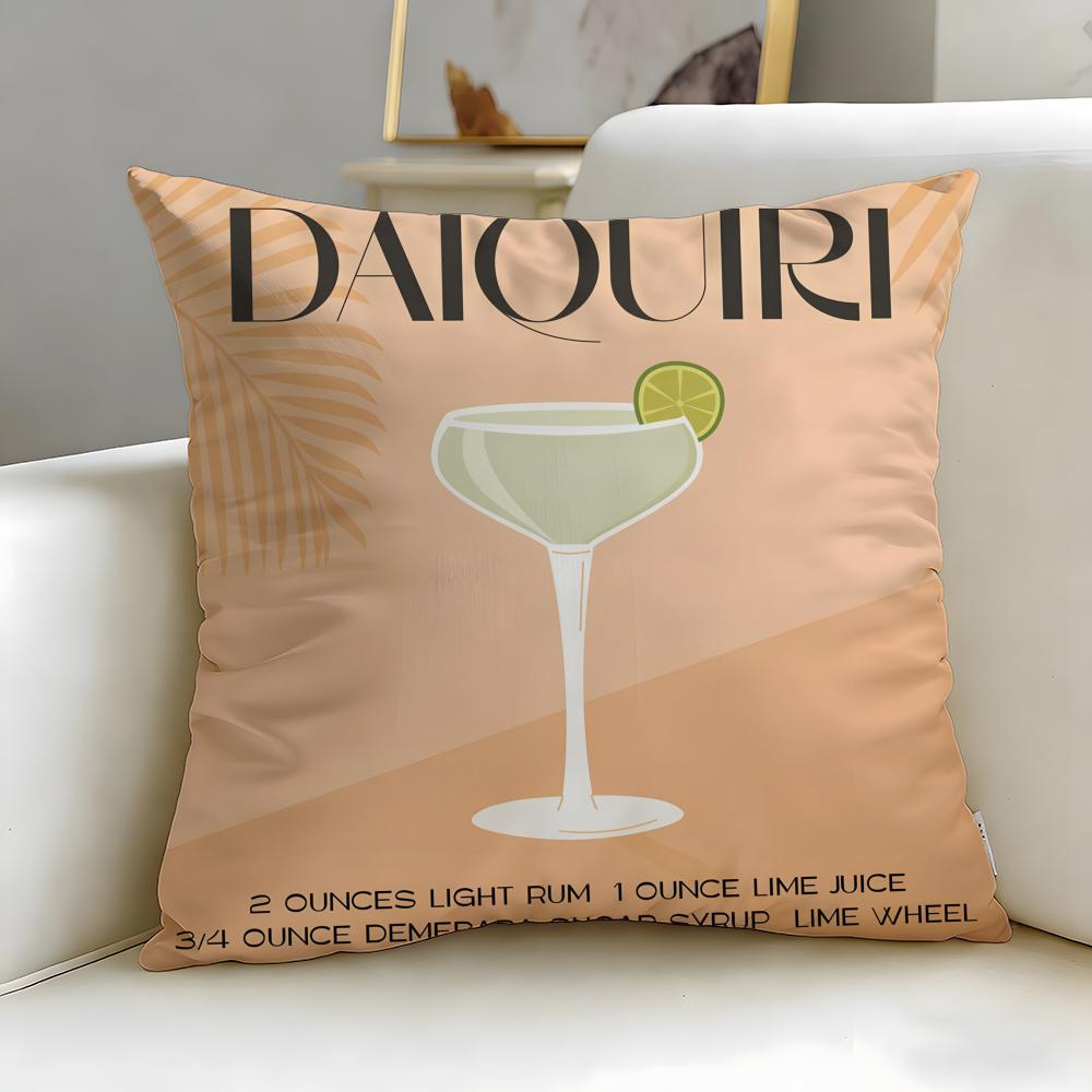 beverage theme Daiquiri Cocktail Cushion Cover Soft  EasyWash Pillow Case  Versatile for Couch Bed Travel and Office