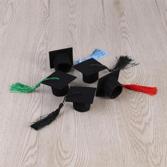 20 шт., фетровая мини-выпускная шляпа бакалавра с кисточками, праздничный Топпер для бутылки вина, товары для выпускного вечера