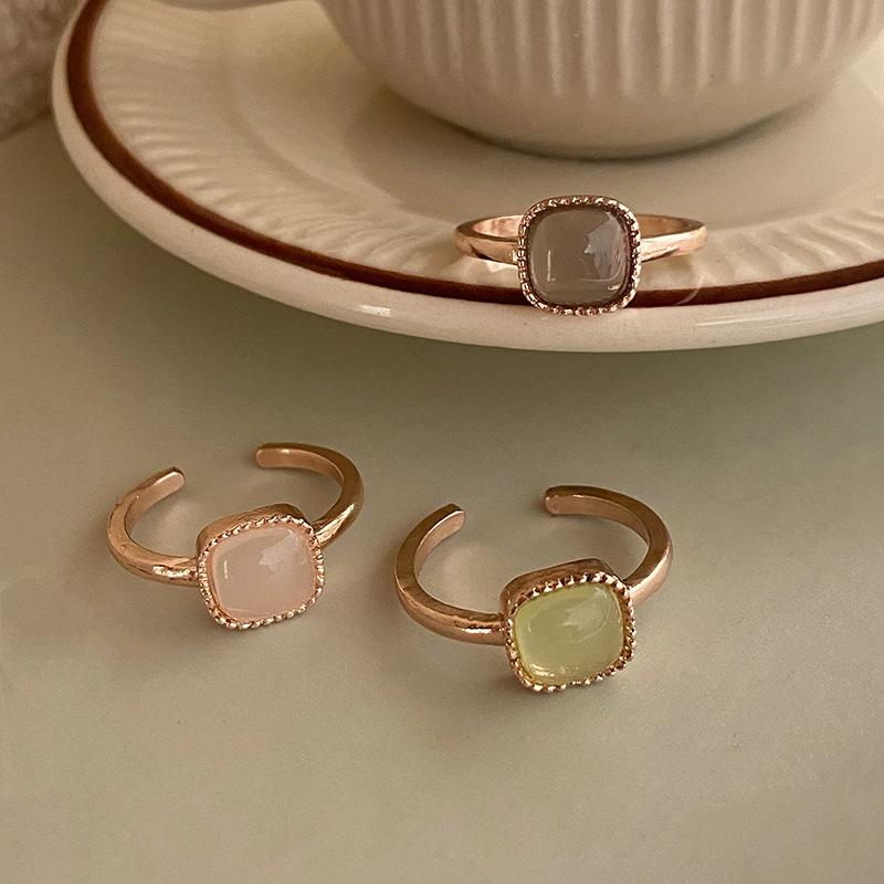 Кольцо для женщин Hetian Jade Square - Фиолетовый старинный стиль Кольцо для отказа от курения