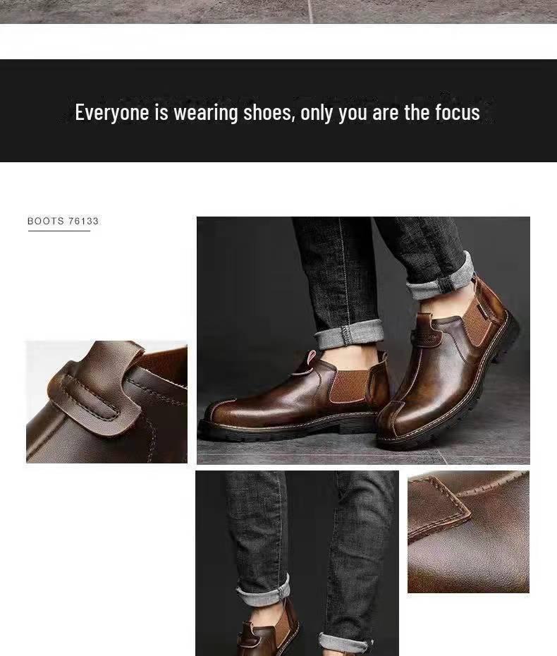 Мужские кожаные туфли в стиле ретро с низким верхом: Повседневные ботинки в весенне-осеннем стиле