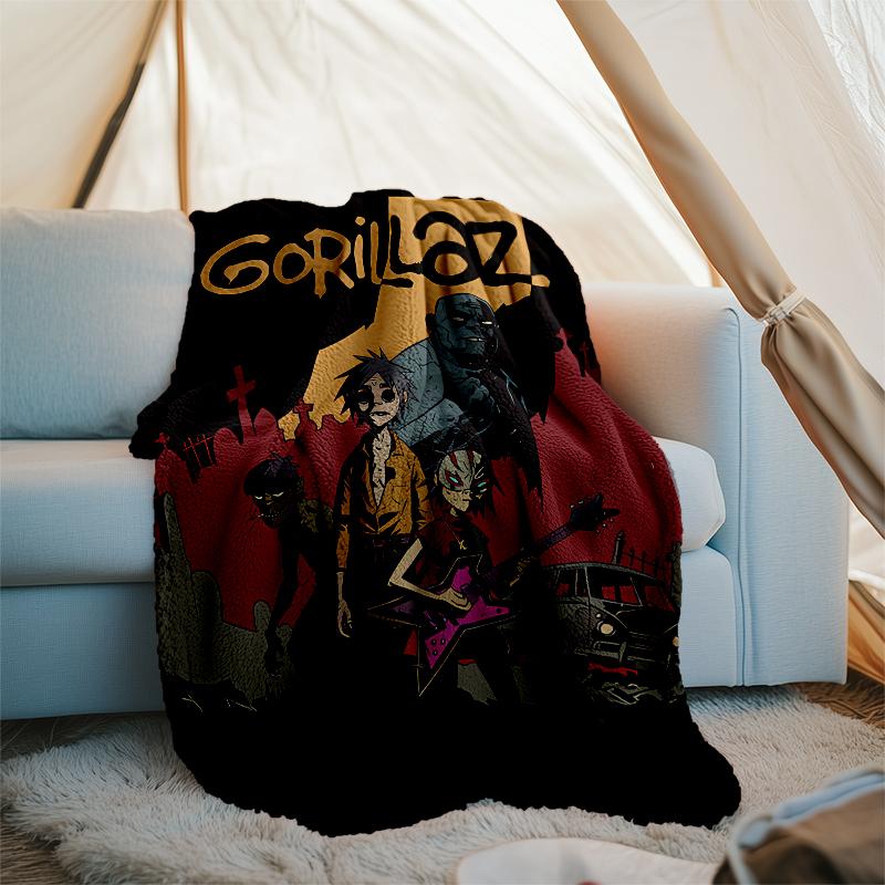G-Gorillaz band printed blanket—lightweight,soft,warm;versatile blanket all seasons—perfect as &air-conditioning throw,nap blanket