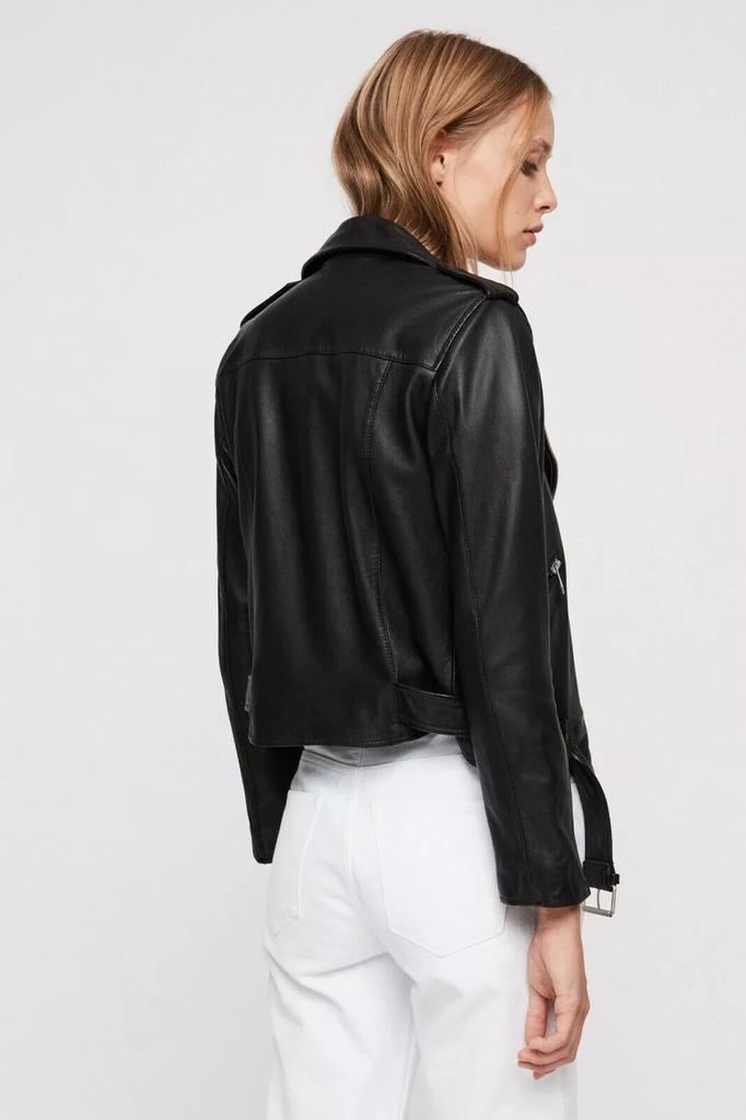 Стильная кожаная черная женская повседневная велосипедная куртка ручной работы на молнии из натуральной овечьей кожи