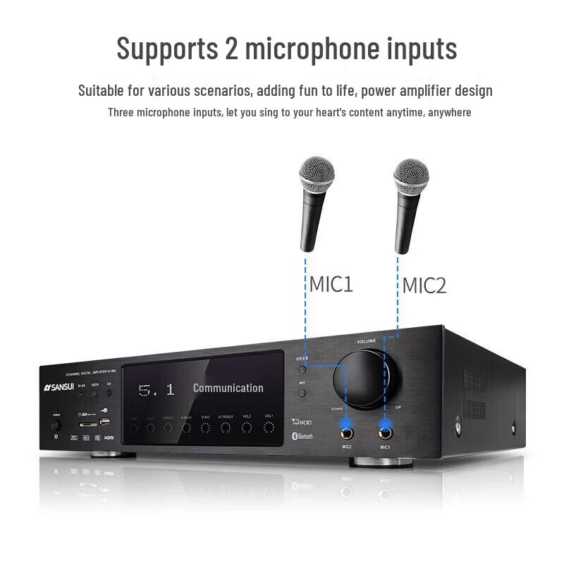 SANSUI 5.1 Channel Home KTV Amplifier with Bluetooth CN plug (adapter included)