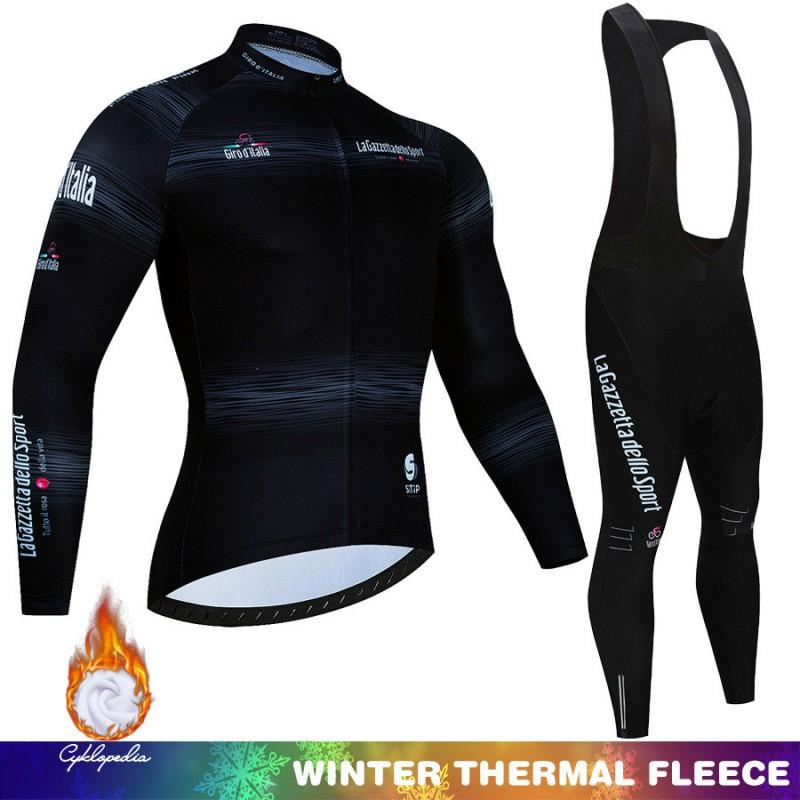 Winter Thermal Cycling Bib Tights Set With Long Sleeve Jersey Road Bike Riding Men Women