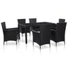 7 Piece Garden Dining Set Poly Rattan Black