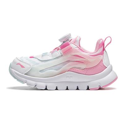 Li Ning Детская спортивная серия Lifestyle Модные удобные повседневные кроссовки Детские повседневные кроссовки Стандартный-Белый Фея-Розовый Облако-Фарфорово-Синий YKNU090-16