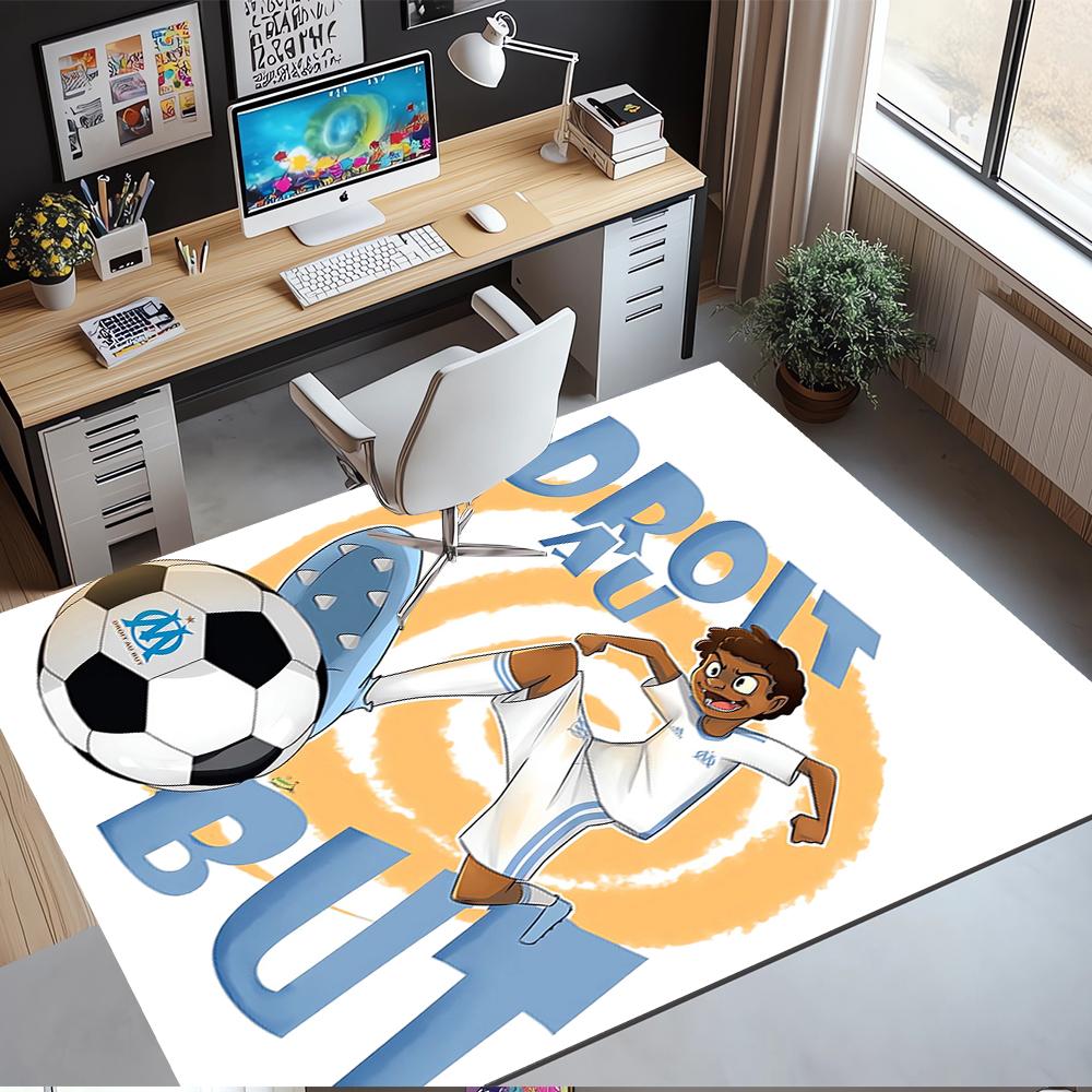 Olympique de Marseille Printed Carpet,Rug,for Office Chair Living Room Bedroom Kitchen Room Decor Gifts.