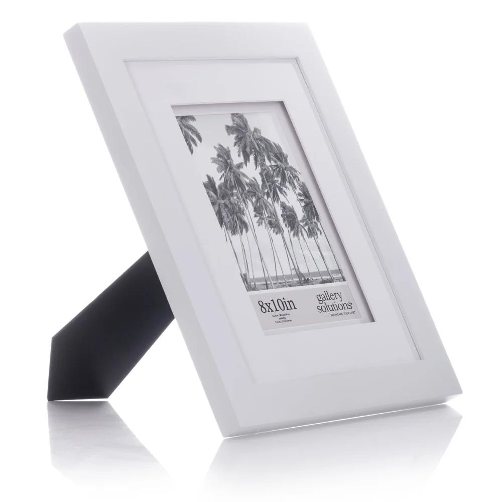 Рамка 8x10 белая с двойным паспарту для настенной/настольной экспозиции, эффект парения, для фотографий 5x7, прочное дерево, универсальные варианты крепления, легко открывающиеся защелки