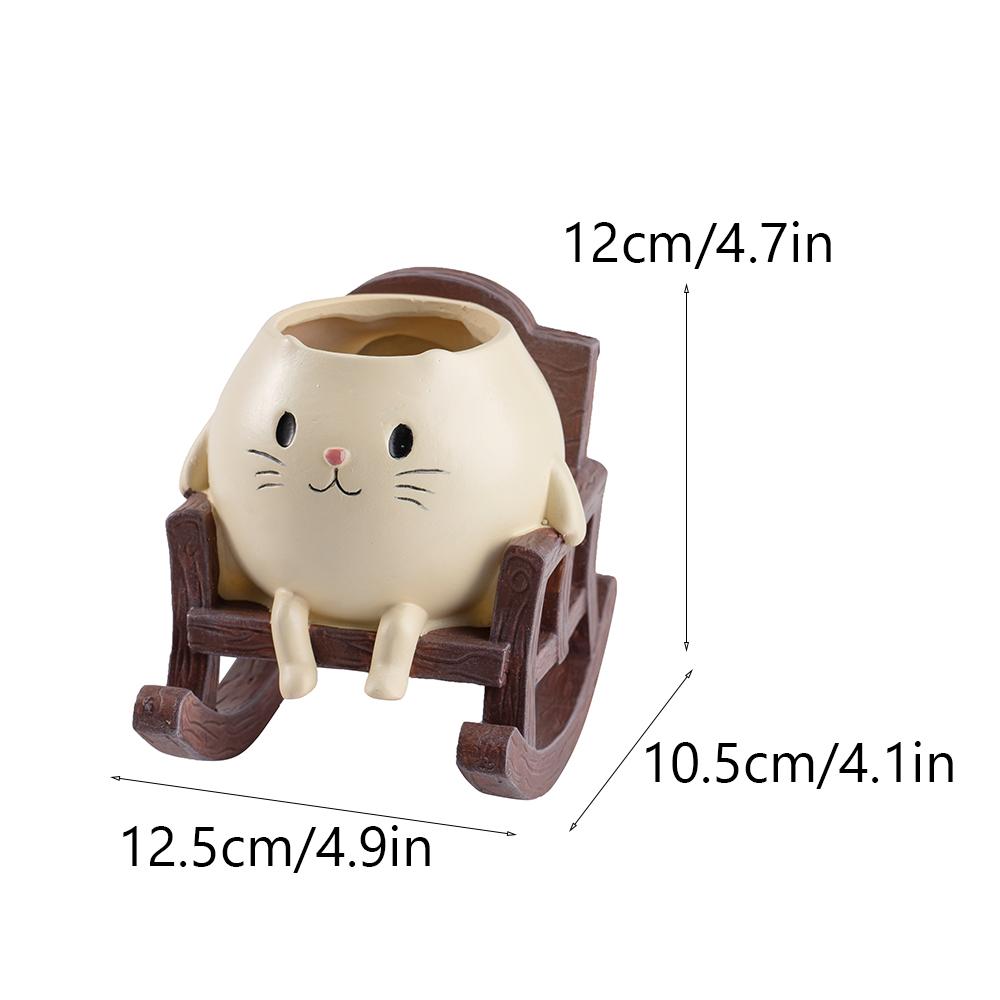 Cute Resin Cat Planter Rocking Chair Style Hanging Kitten Planter Home and Garden Decorative Pot