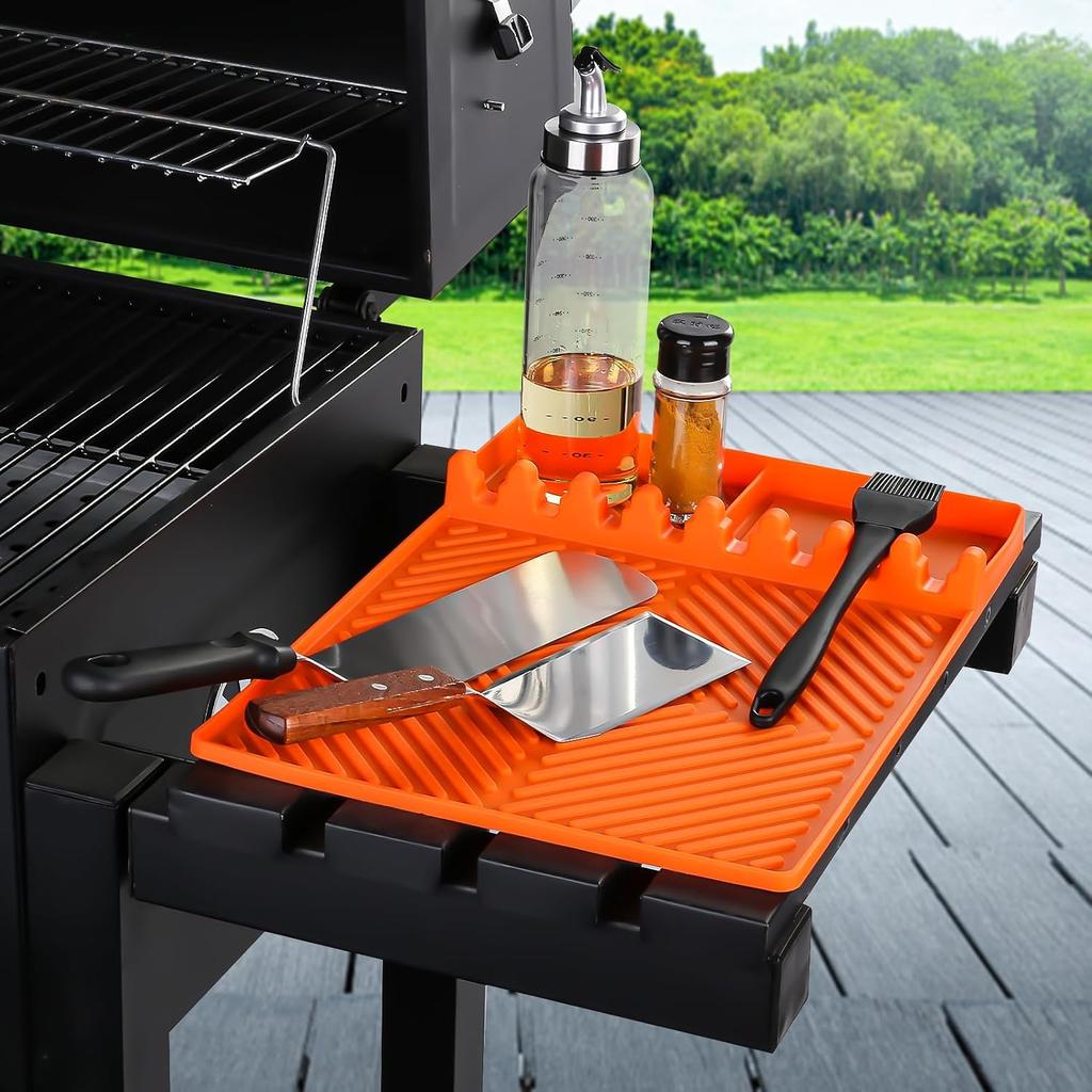 Silicone Grill Mat for Blackstone Griddles & Kitchen Countertop - Heat Resistant (450°F), Non-Slip Tool Organizer & Grease Catcher, BBQ Gifts for Men