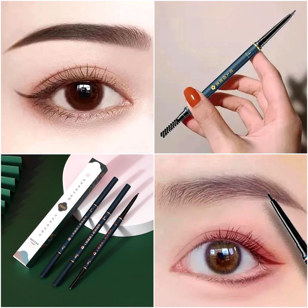 Double Head Eyebrow Pencil Small Triangle Natural Three-dimensional Silkworm Contorting Eyebrow Pencil Waterproof Permanent Makeup for Women