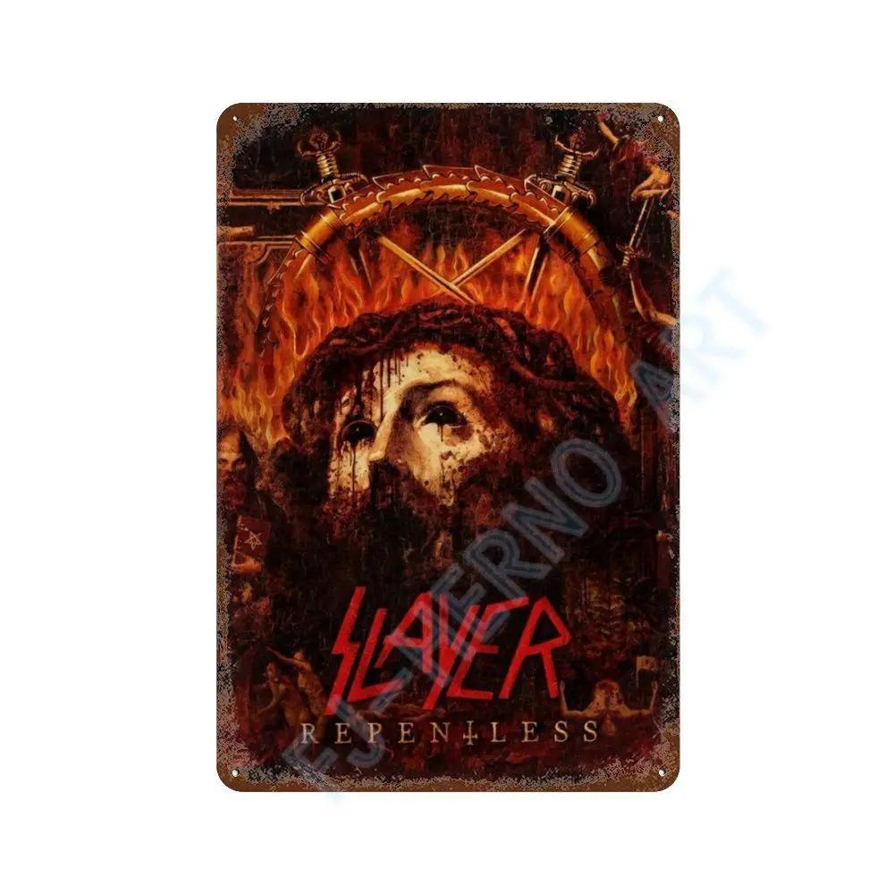 Винтажный Постер Альбома Slayer Хэви-метал Металлическая Жестяная Вывеска Табличка Nordic Настенное Искусство Тарелки для Декора Комнаты Дома Подарки для Мальчика
