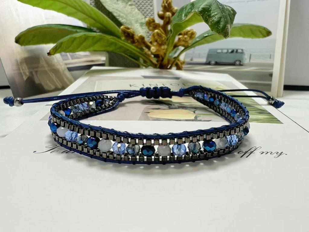 Европейский и американский плетеный вручную кристальный ретро этнический браслет дружбы для женщин