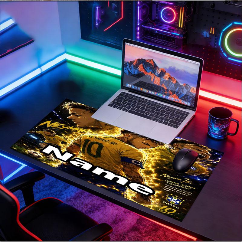 Custom Name Personalized Neymar Jr Pattern Mousepad, Laptop PC Desk Mat, Decorative Desk Mat for Home Keyboard Pad Gift