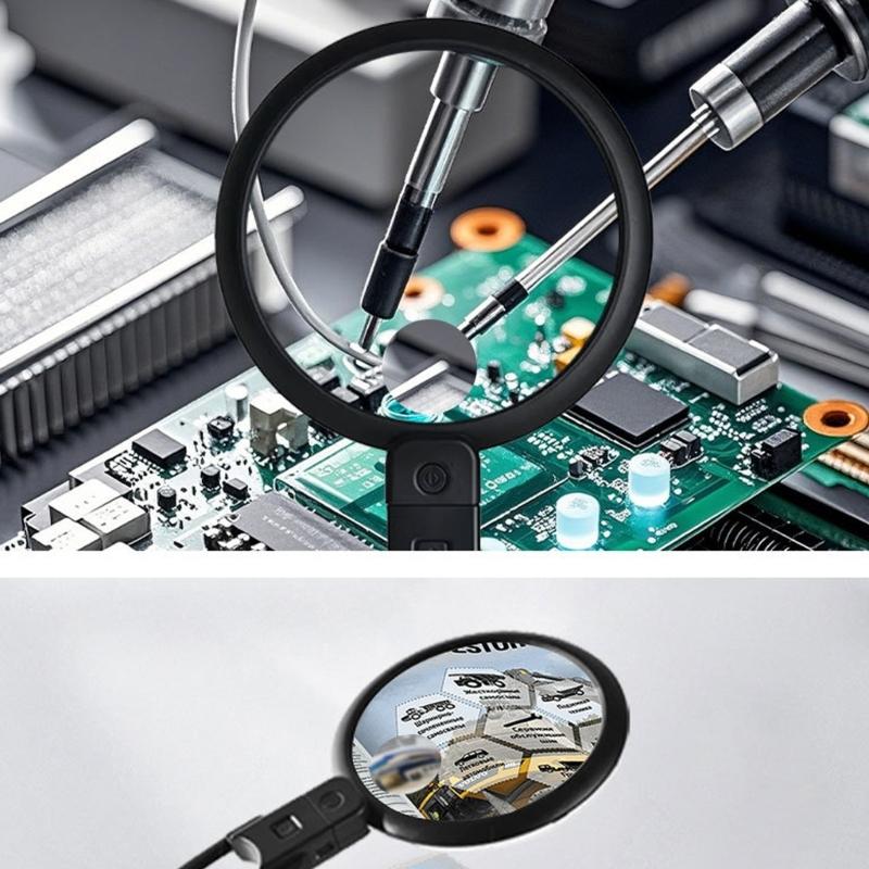 Magnifying Glass with Light Gooseneck Magnifier for Reading LED Large Magnifier for Book Handheld Neck Desktop Use
