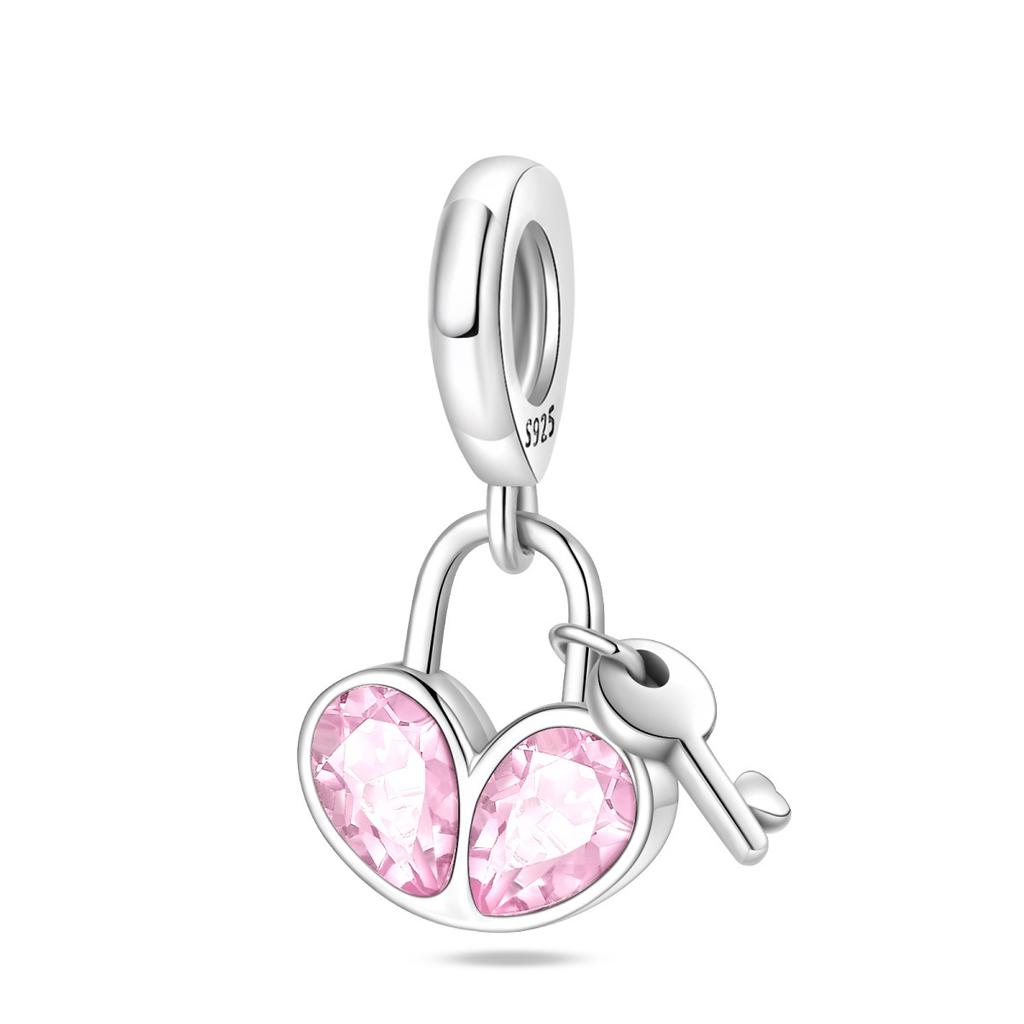 Самодельные ювелирные аксессуары Diy браслет S925 стерлингового серебра сердце замок ключ кулон бусины