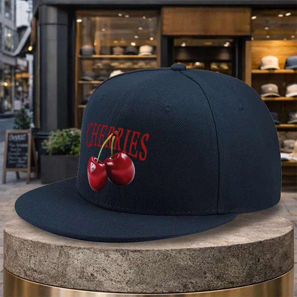 pc Cherry Print Baseball Cap Adjustable Duckbill Hat with Cherry Lightweight Flat Brim Suitable for Golf Travel Mardi Gras