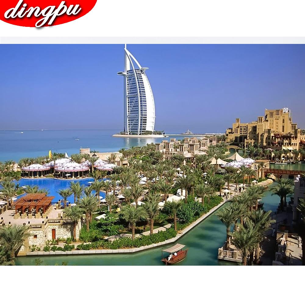 5D DIY Diamond Painting Winter Snow Full Drill Round Christmas Landscape Diamond Embroidery Decor