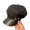 Octagonal beret women's spring and autumn retro newsboy hat casual versatile black navy hat trendy small face