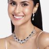 Charming Rhodium Plated CZ Blue Crystal Necklace Set for Women