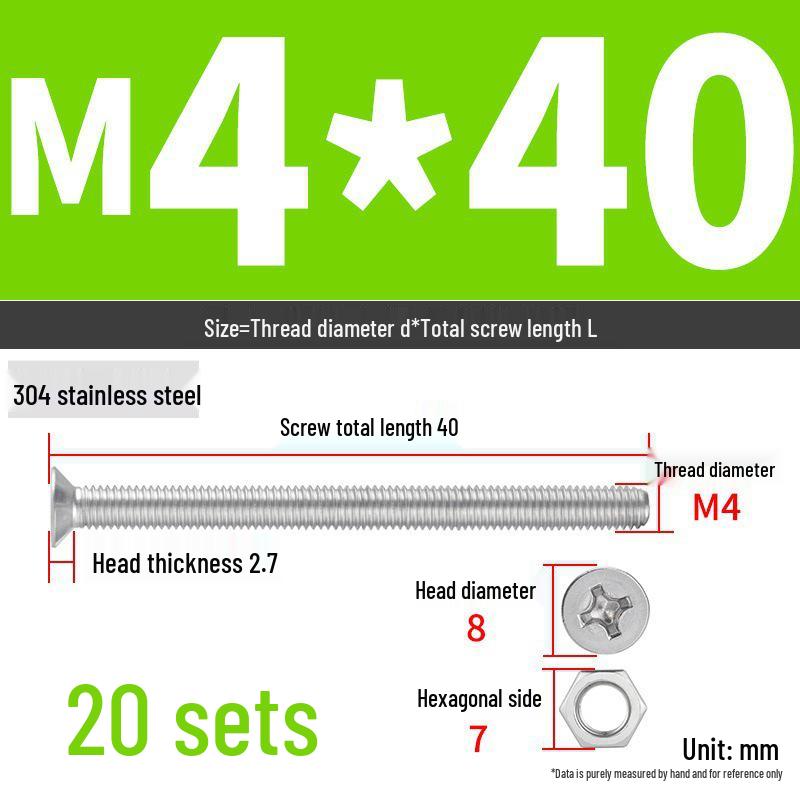 Набор Extra Long Phillips Flat Head Винтов и Гаек из Нержавеющей Стали 304 (2М, 3М, 4М)