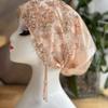 Heavy Industry Double-Layer Embroidery Turban Thin Fashion Scarf Tassel Lace Hat Handmade