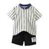 Комплекты с шортами для мальчиков, летняя одежда из 2 предметов, рубашка в полоску с короткими рукавами, топы + шорты, костюмы