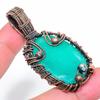 Emerald Natural Gemstone Handmade Copper Wire Wrap Pendant 2.44" s7Y03