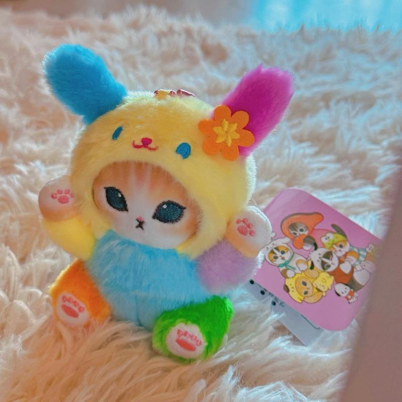 Cute Cat Rabbit Plush Keychain Backpack Charm Stuffed Animal Pendant Decoration Girly Gift