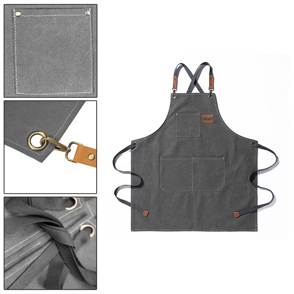 Professional Kitchen Apron,Oil-proof Canvass Aprons with Large Pocket for Men Women,Chef Work Apron for Grill Restaurant Bar