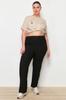 Women's Style Plus Size Black Wide Cut Knitted Trousers