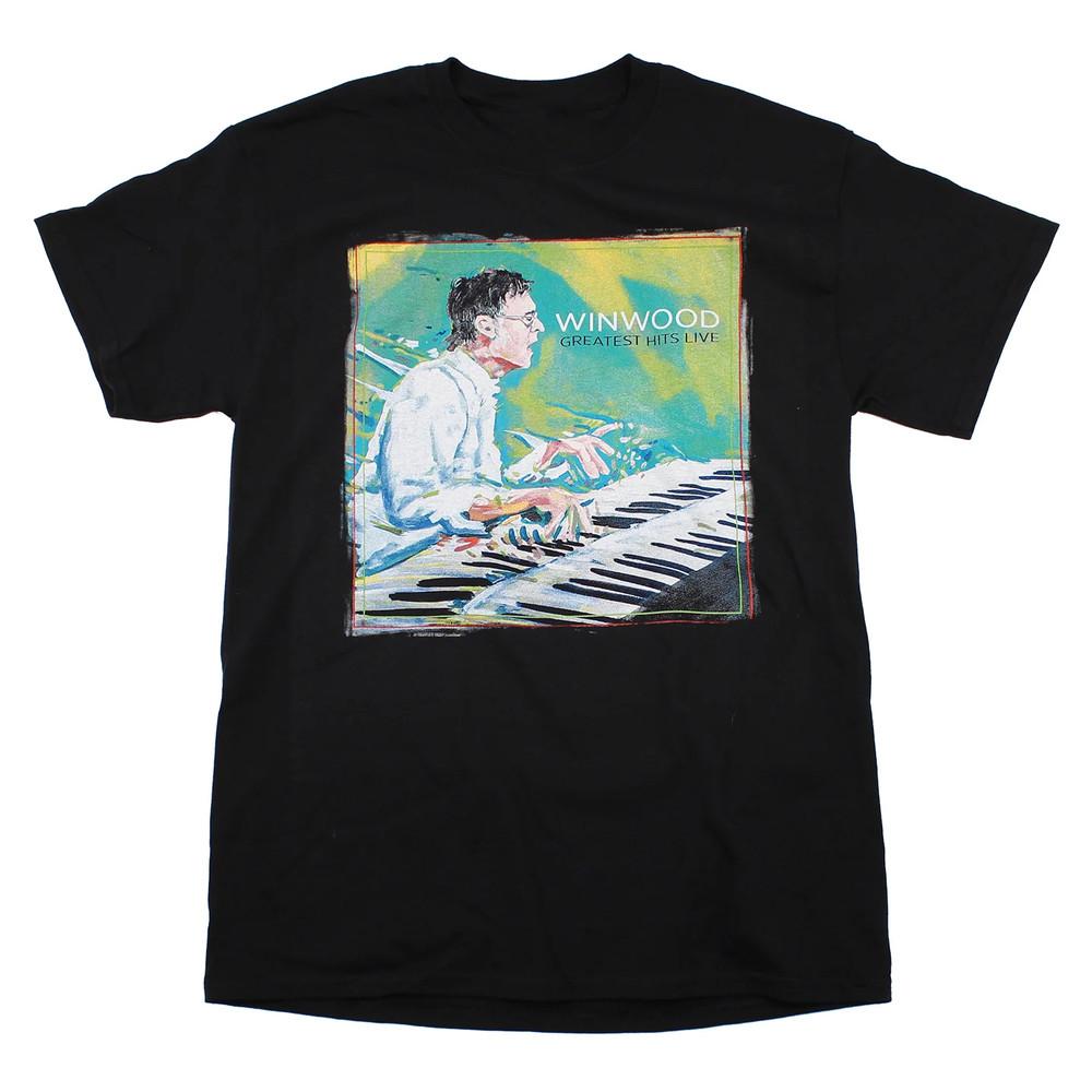 Винтажная черная хлопковая футболка унисекс Steve Winwood Live In Concert, полный размер