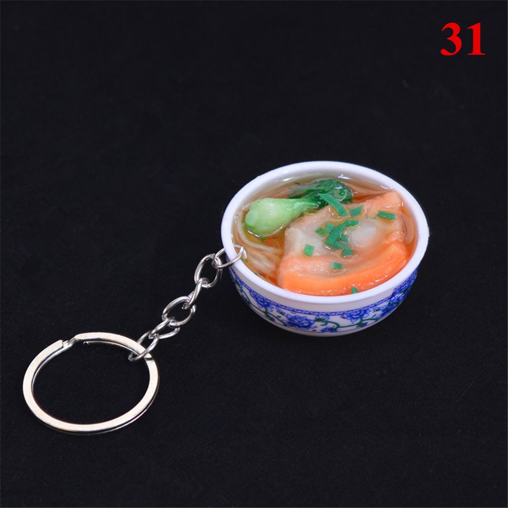 Buckle Mini Bowl Food Keychain Key Ring Simulation Chinese Food