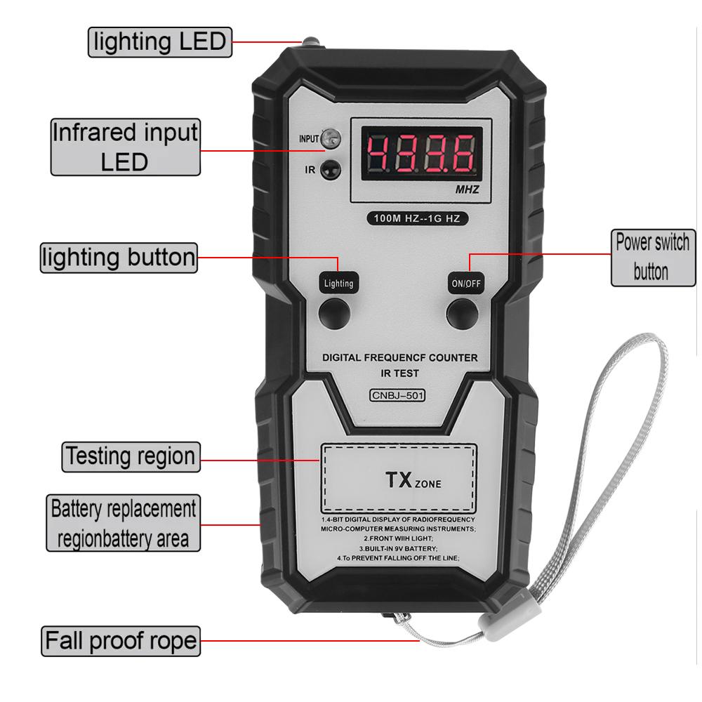 Digital IR Frequency Tester Car Keys Test Gauge 100M-1GHZ Infrared Frequency Test Meter Electronic IR Frequence Counter Tester