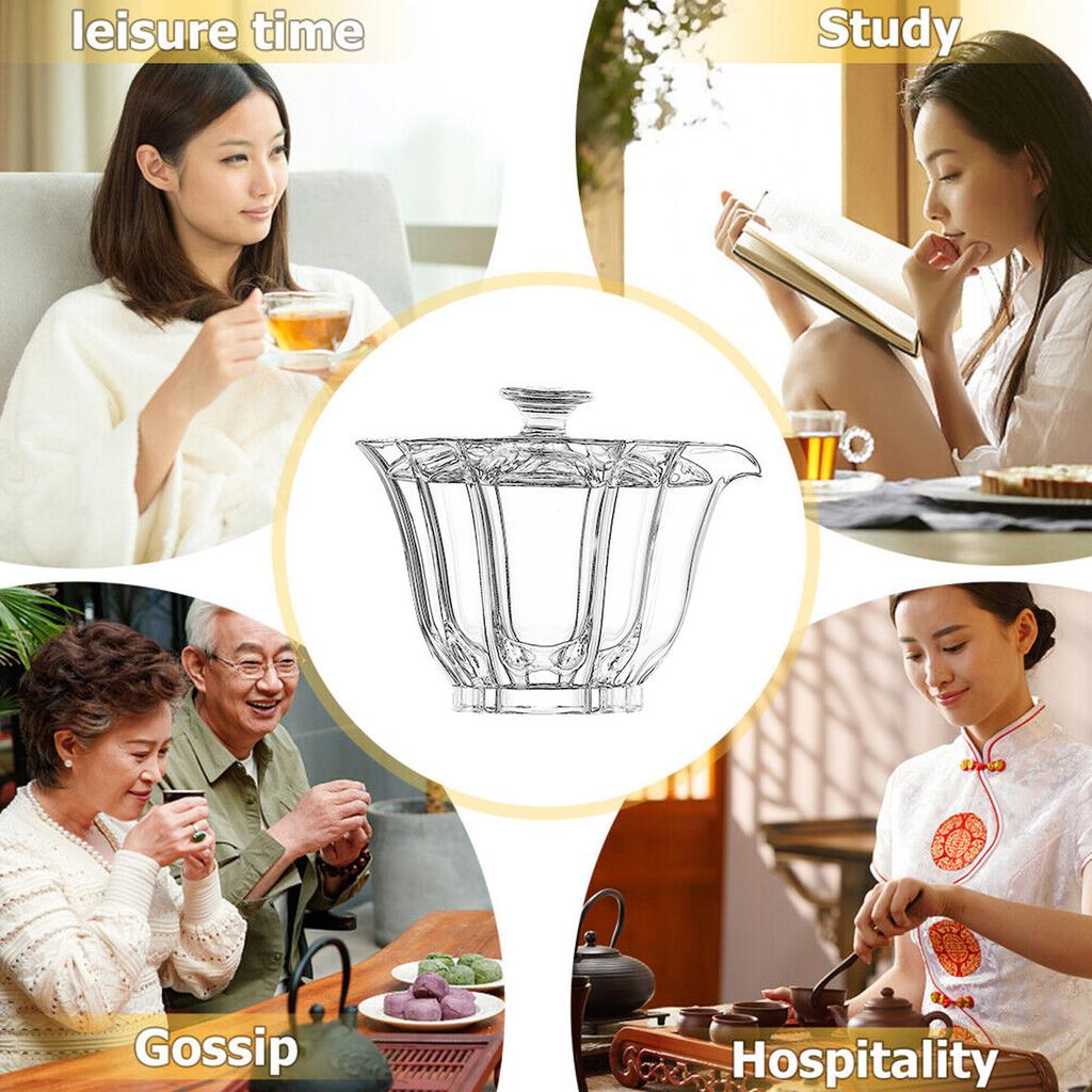 Офисная релаксационная чашка, стеклянная гайвань, чайная чашка, термостойкая и взрывобезопасная, стеклянная чашка, подходит для домашнего офиса