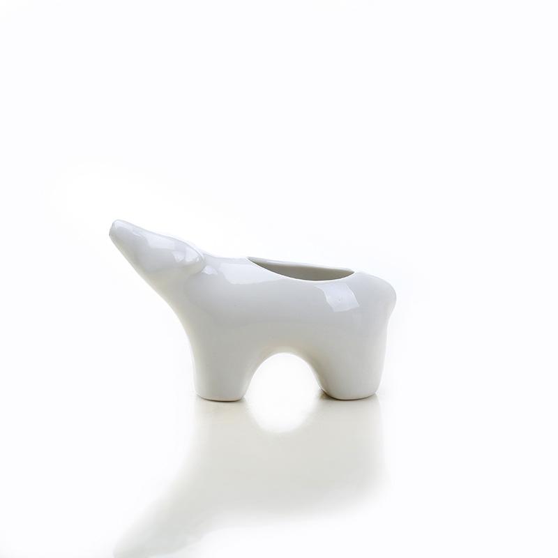 Scandinavian Style Ceramic Succulent Flower Pot, Creative Office Desktop Polar Bear Couple Green Plants Animal Potted Plants
