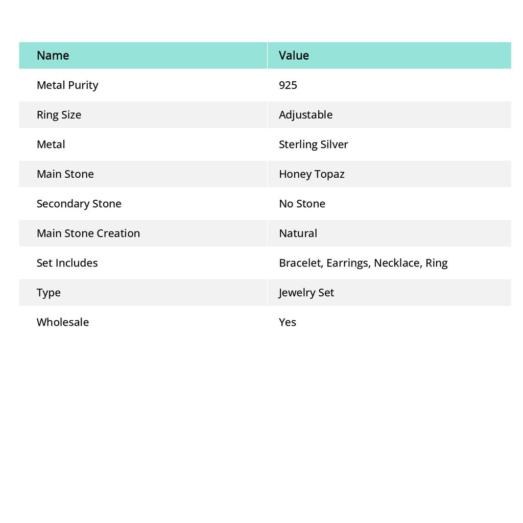Натуральный медовый топаз, драгоценный камень, ручная работа, набор украшений из стерлингового серебра 925 пробы r4n18