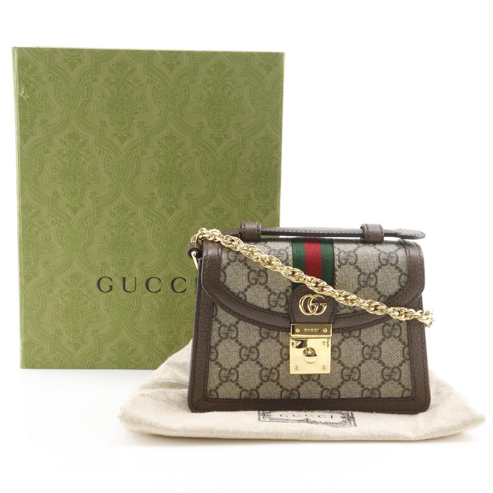 Gucci Сумка на плечо Ofidia 696180 Линия Sherry Mini ChainShoulder Коричневый Холст GG Supreme Женская Б/у