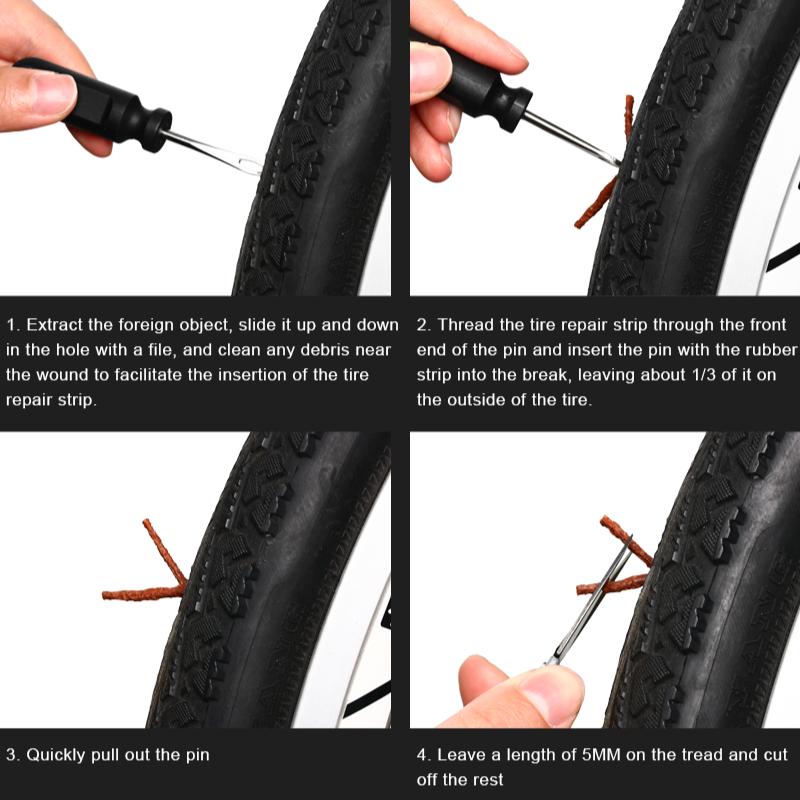 Ремонтный комплект для бескамерных шин велосипеда с резиновыми полосками, портативный срочный ремонт без клея, набор резиновых полосок, инструмент для ремонта шин велосипеда