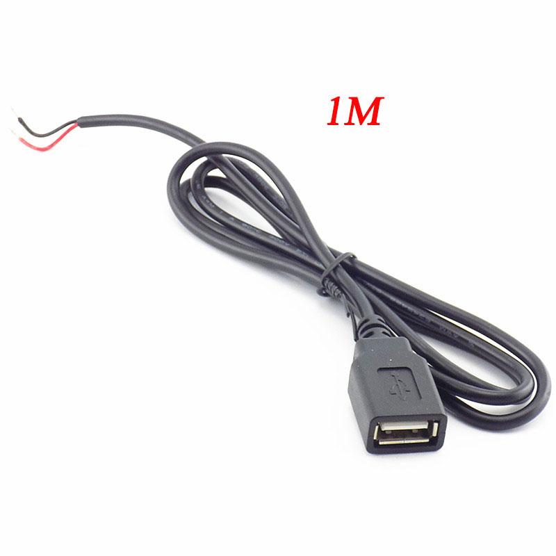 Кабель питания 2-контактный USB 2.0 A Female 4-проводной разъем для зарядного устройства Удлинитель для зарядного шнура