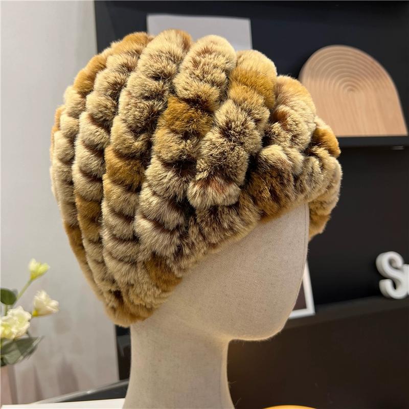 Шапка из натурального кроличьего меха рекс, вязаный шерстяной головной убор, защищающий от холода и согревающий, женский, универсальный для осени и зимы