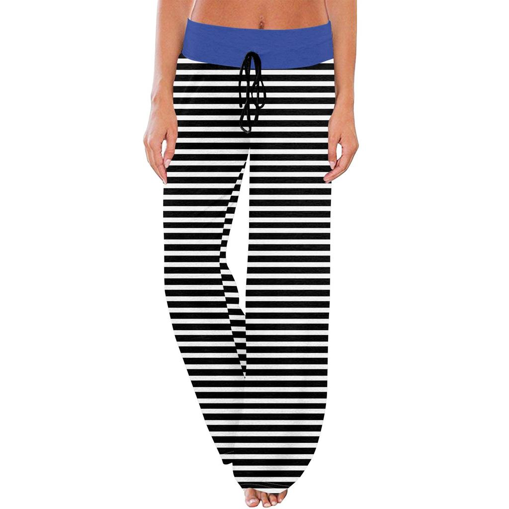 Женские повседневные модные комфортные пижамные брюки с широкими штанинами на шнуровке и принтом