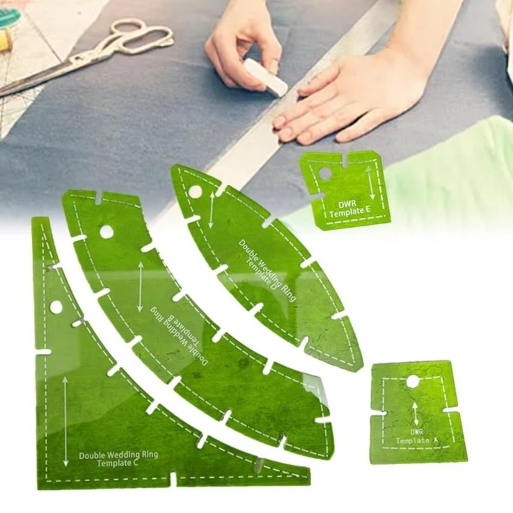 5pcs/Set Double Wedding Rings Slit N Sew Templates Quilting Pathcwork Ruler  Sewing Accessories