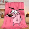 1PC Pink dog In The Garden Flannel Blanket Gift, Suitable for Both Men And Women, Soft Ideal for Beds And Sofa, Birthday Or Christmas Gift