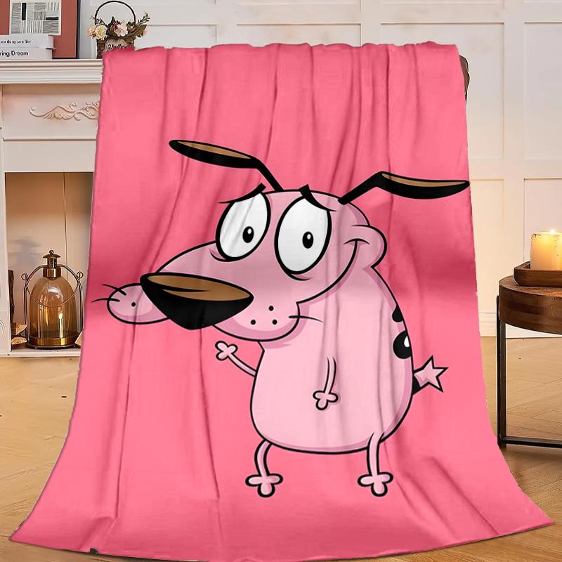 1PC Pink dog In The Garden Flannel Blanket Gift, Suitable for Both Men And Women, Soft Ideal for Beds And Sofa, Birthday Or Christmas Gift