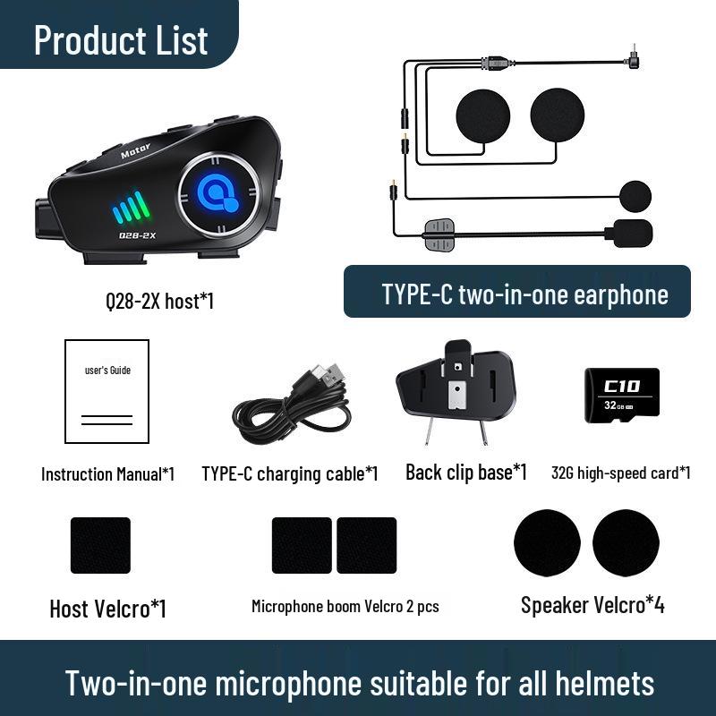 Мотоциклетный Bluetooth-шлем Q282X с HD-камерой 1080P и системой интеркома