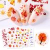 1PC 6.1*5.3cm Watermark Fall Leaves Nail Decals Autumn Yellow Maple Leaf Nail Art Stickers DIY Manicure Slider Decorations