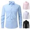 Men's Slim Fit Long Sleeve Square Collar Solid Color Shirt